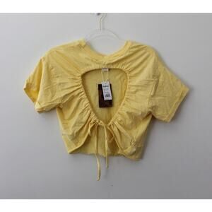 Day Break Butter Yellow Crop Top Size Small